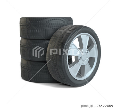 Car black new wheels, isolated Car black new wheels, isolated 28522869