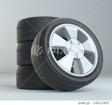 Car Tires on Gray Studio Background Car Tires on Gray Studio Background 28522895