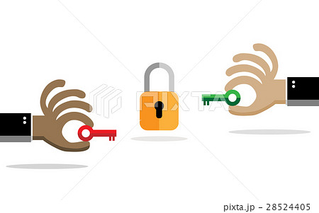 Green key and Red key, data protection concepts. 28524405