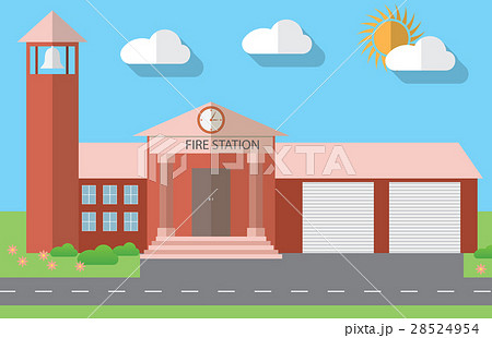 Flat vector illustration of fire station Flat vector illustration of fire station 28524954