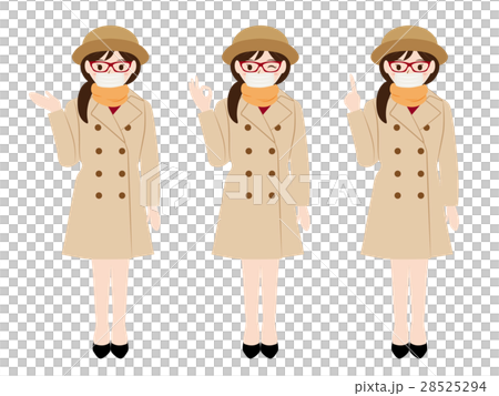 Illustration set of women taking measures against hay fever 28525294