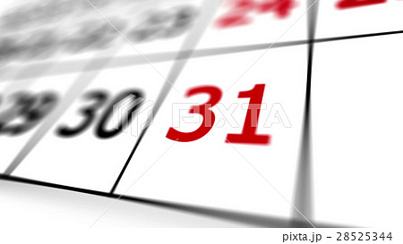 Calendar page with marked red date of 31st. 28525344