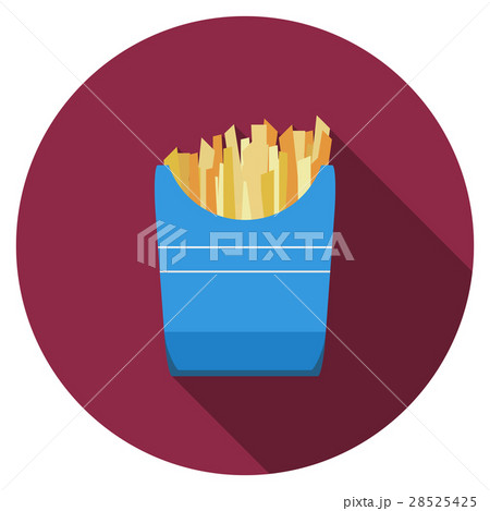 Flat vector fried potato icon with long shadow 28525425