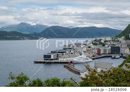 Alesund harbor aerial view. Norway. 28526006