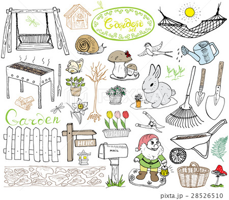 Garden set doodles. Hand drawn sketch vector Garden set doodles. Hand drawn sketch vector 28526510
