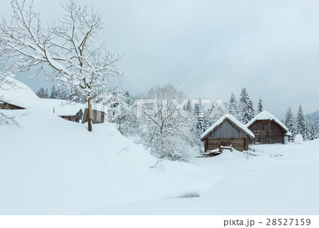 Winter Carpathian village. Winter Carpathian village. 28527159
