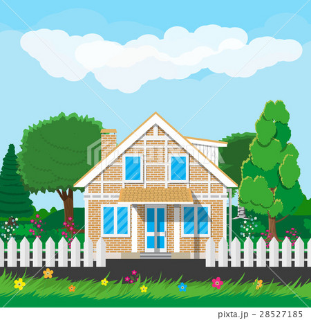 Private suburban house with fence 28527185