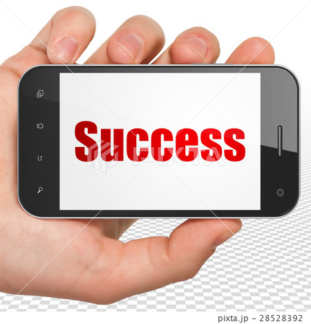 Finance concept: Hand Holding Smartphone with Finance concept: Hand Holding Smartphone with 28528392