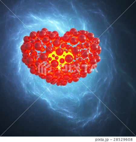 Red heart made of spheres with reflections Red heart made of spheres with reflections 28529608