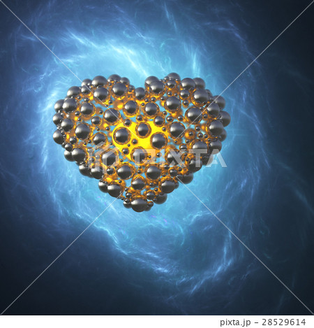 golden metal heart made of spheres with 28529614