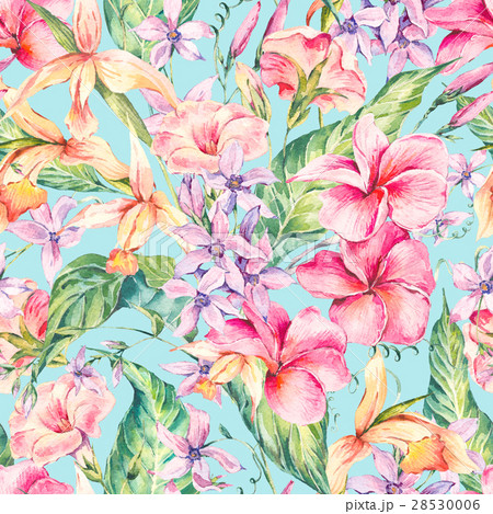 Watercolor floral tropical seamless pattern.  28530006