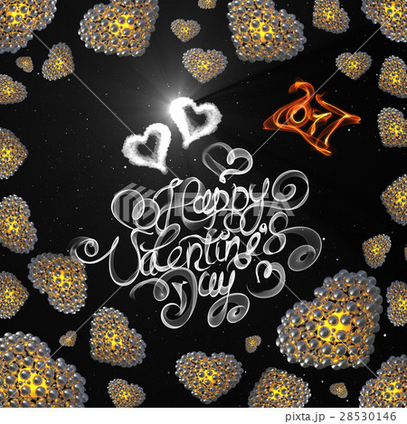 metal Gold hearts made of spheres isolated on metal Gold hearts made of spheres isolated on 28530146