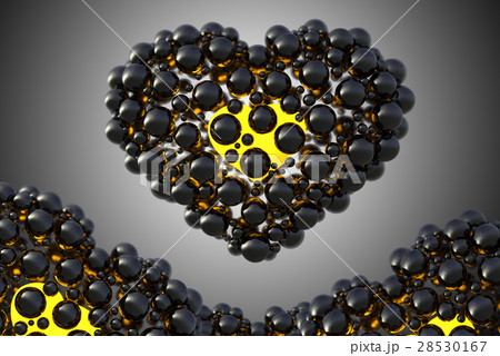 black heart made of spheres with reflections black heart made of spheres with reflections 28530167