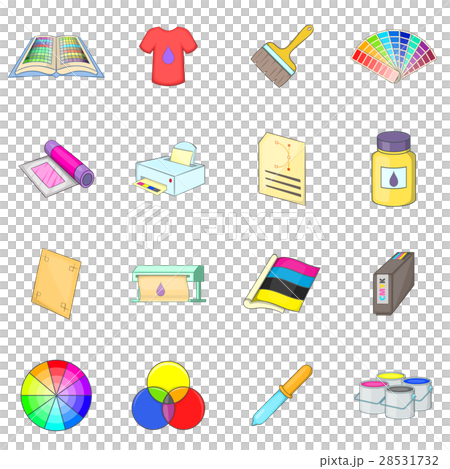 Print process icons set, cartoon style 28531732