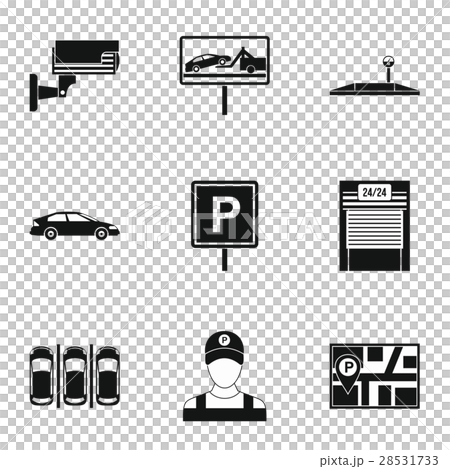 Parking icons set, simple style 28531733