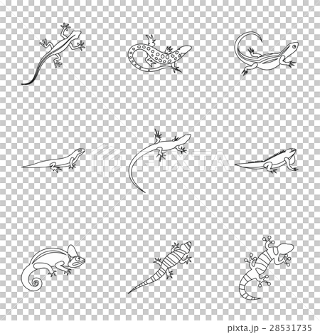 Varan icons set, outline style - Stock Illustration [28531735] - PIXTA