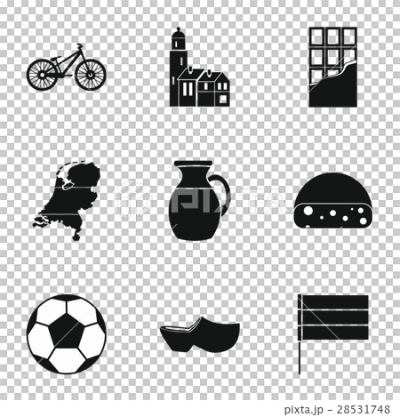 Country Holland icons set, simple style 28531748