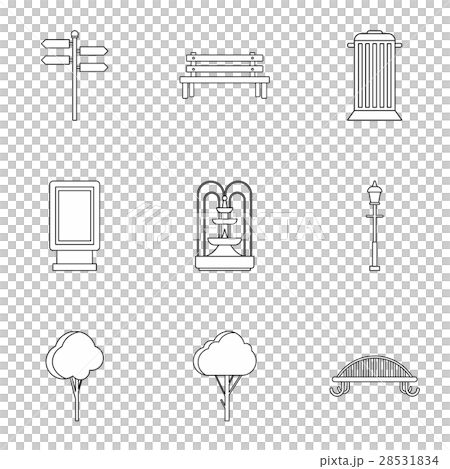 Park icons set, outline style Park icons set, outline style 28531834