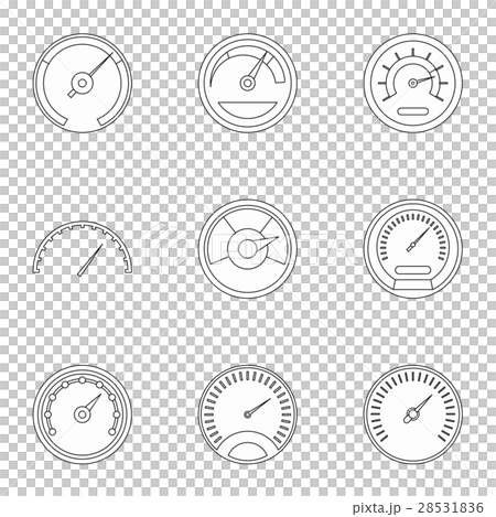 Engine speedometer icons set, outline style Engine speedometer icons set, outline style 28531836