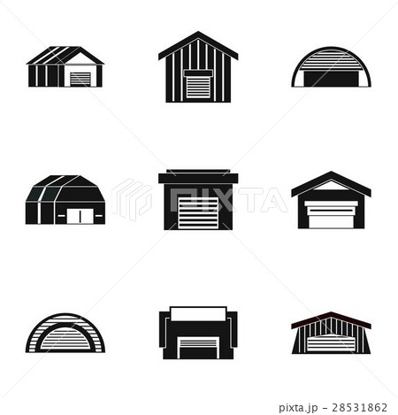 Warehouse Icons Set Simple Styleのイラスト素材