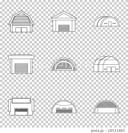 Types of garages icons set, outline style Types of garages icons set, outline style 28531865