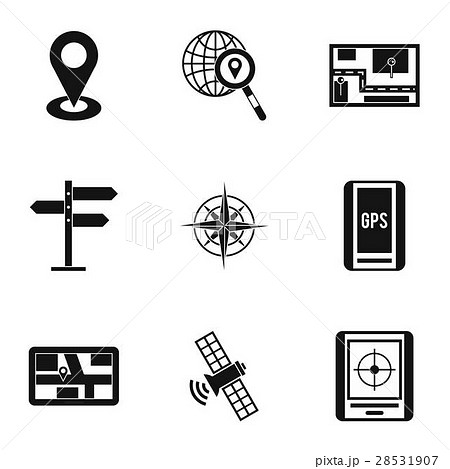 Gps Map Icons Set Simple Styleのイラスト素材