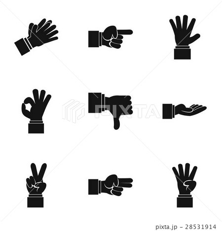 Communication gestures icons set, simple style 28531914