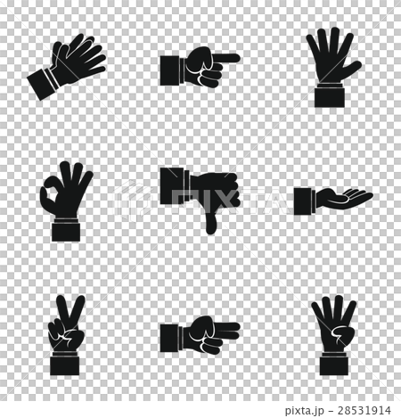 Communication gestures icons set, simple style 28531914