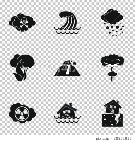 Natural cataclysm icons set, simple style 28531933
