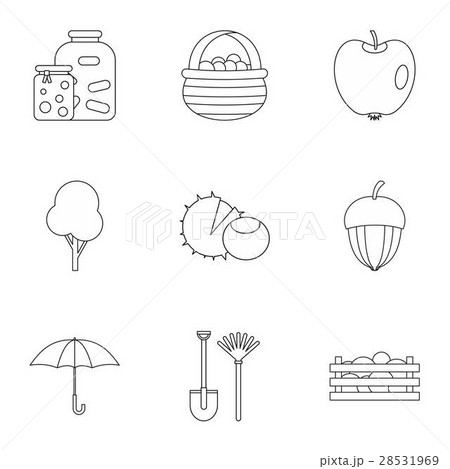 Autumn coming icons set, outline style 28531969
