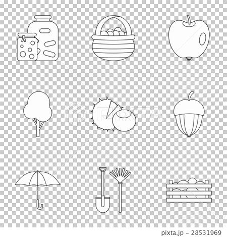 Autumn coming icons set, outline style 28531969