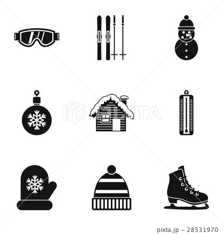 Winter holidays icons set, simple style 28531970