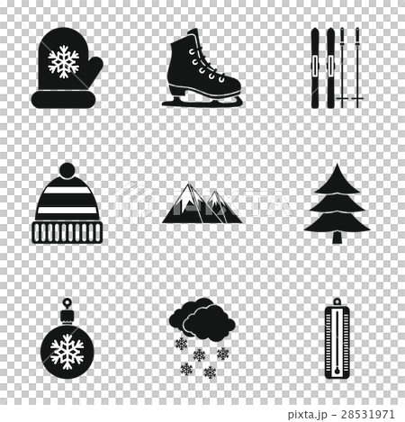 Winter frost icons set, simple style 28531971