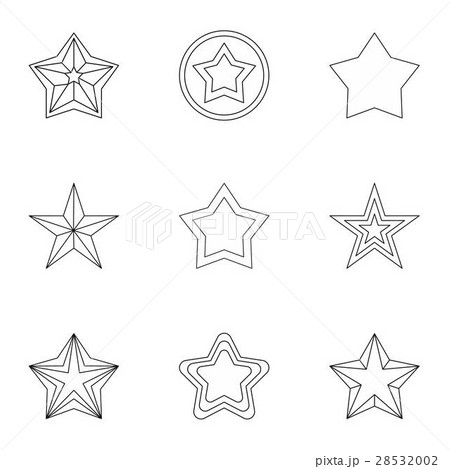 Star icons set, outline style 28532002