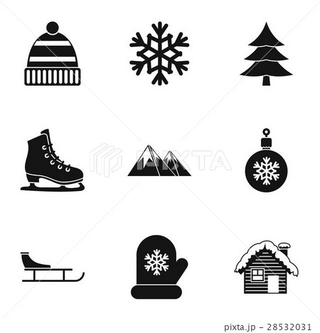 Winter icons set, simple style Winter icons set, simple style 28532031
