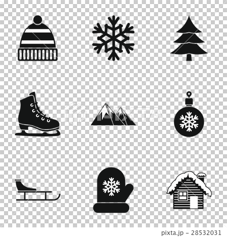 Winter icons set, simple style Winter icons set, simple style 28532031