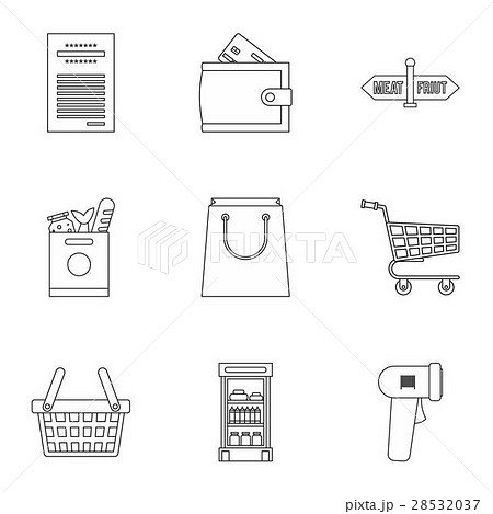 Store icons set, outline style 28532037