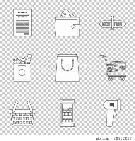 Store icons set, outline style 28532037