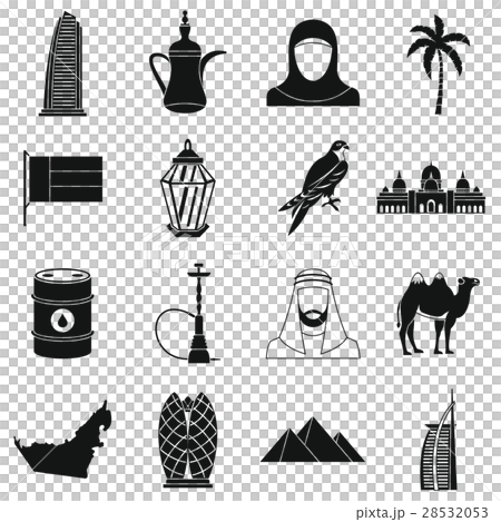 UAE travel icons set, simple style 28532053