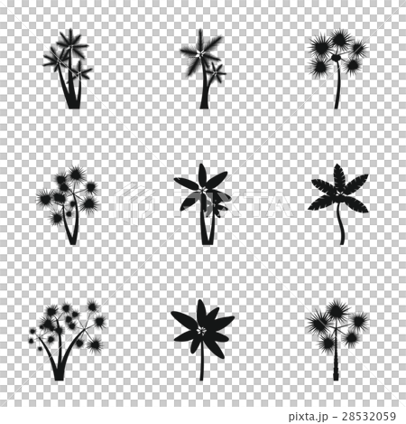 Tree palm icons set, simple style 28532059