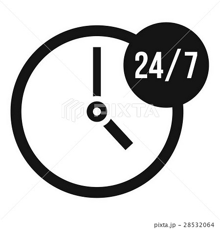Clock 24 7 icon, simple style Clock 24 7 icon, simple style 28532064