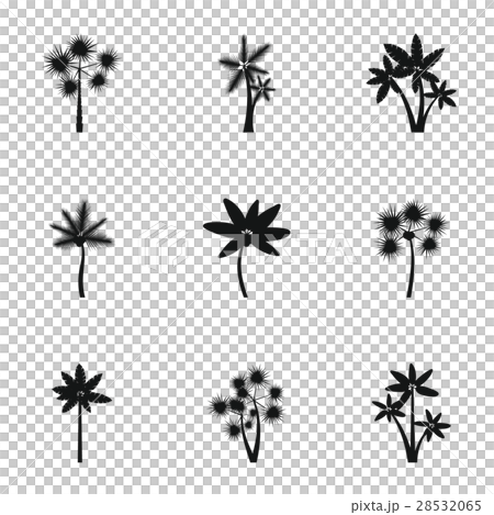 Types of palm icons set, simple style Types of palm icons set, simple style 28532065