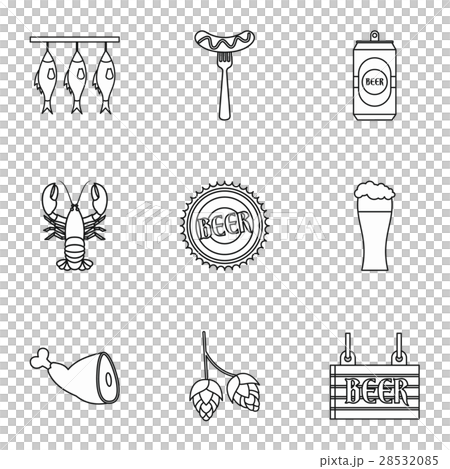 Pub icons set, outline style 28532085