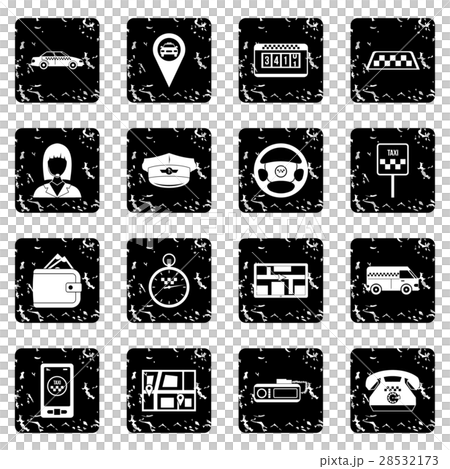 Taxi set icons, grunge style 28532173