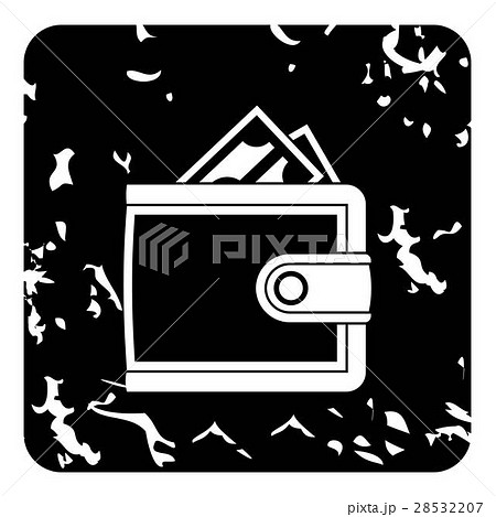 Leather purse icon, grunge style 28532207