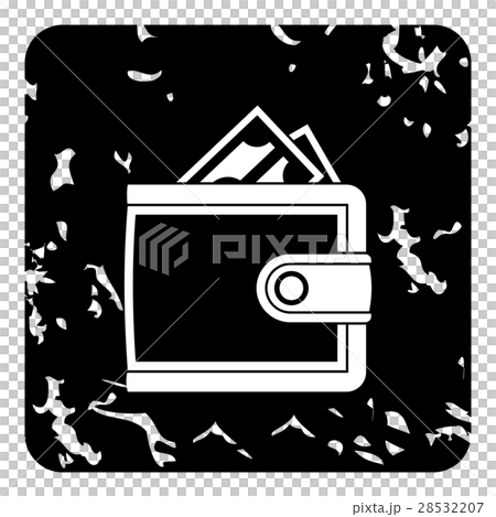 Leather purse icon, grunge style 28532207