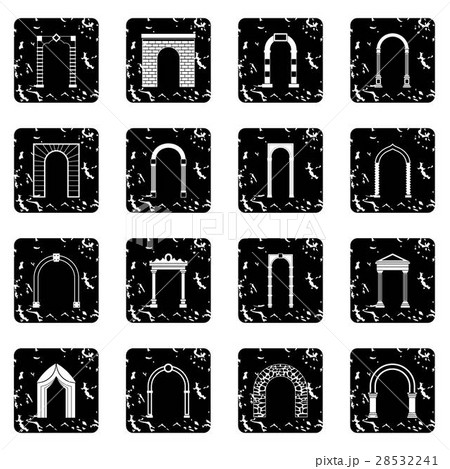 Arch set set icons, grunge style 28532241