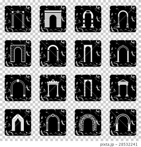 Arch set set icons, grunge style 28532241