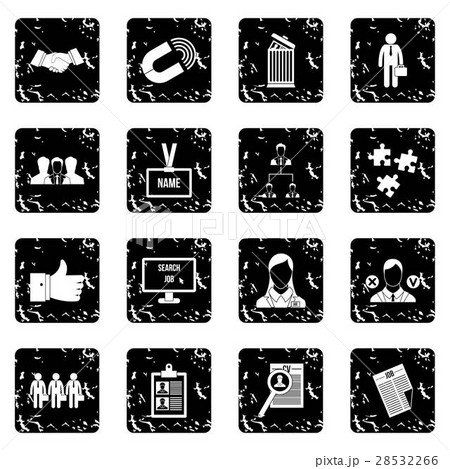 Human resource management set icons, grunge style 28532266