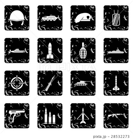Military set icons, grunge style Military set icons, grunge style 28532273